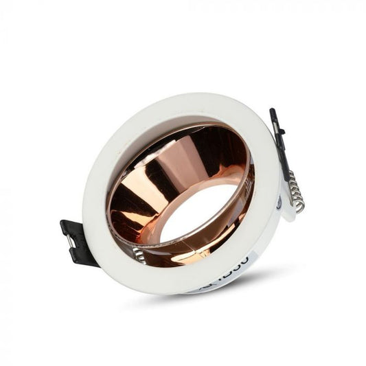 LED BRACKET GU10 ROUND WHITE + ROSE GOLD ALUMINIUM + PC 79X32 (72)