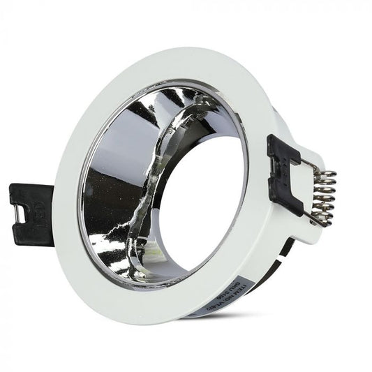 LED BRACKET GU10 ROUND WHITE + CHROME ALUMINIUM + PC 79X32 (72)