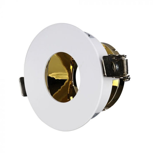 LED BRACKET GU10 ROUND WHITE + GOLD ALUMINIUM + PC 80X42 (75)