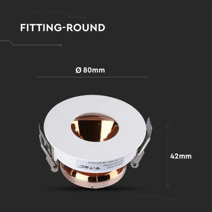 LED BRACKET GU10 ROUND WHITE + ROSE GOLD ALUMINIUM + PC 80X42 (75)