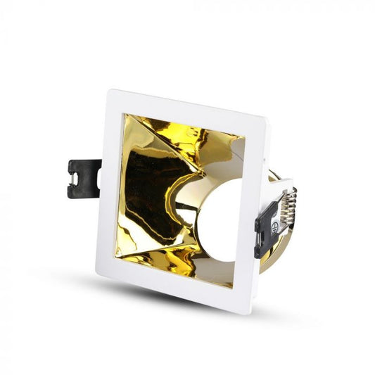 LED BRACKET GU10 SQUARE WHITE + GOLD ALUMINIUM + PC 85X85X62 (80X80)