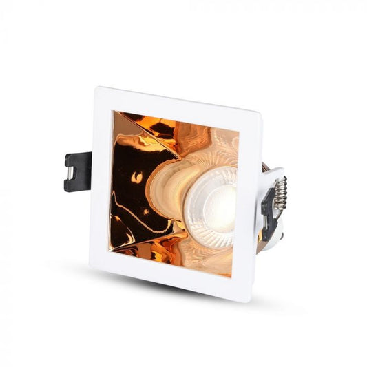 LED BRACKET GU10 SQUARE WHITE + ROSE GOLD ALUMINIUM + PC 85X85X62 (80X80)