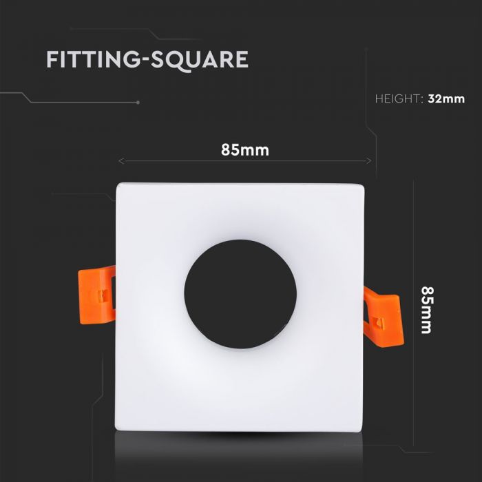 LED BRACKET GU10 SQUARE WHITE ALUMINIUM 85X85X32 (75)