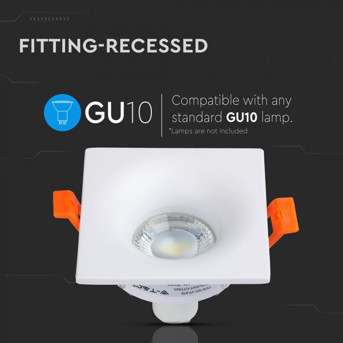 LED BRACKET GU10 SQUARE WHITE ALUMINIUM 85X85X32 (75)