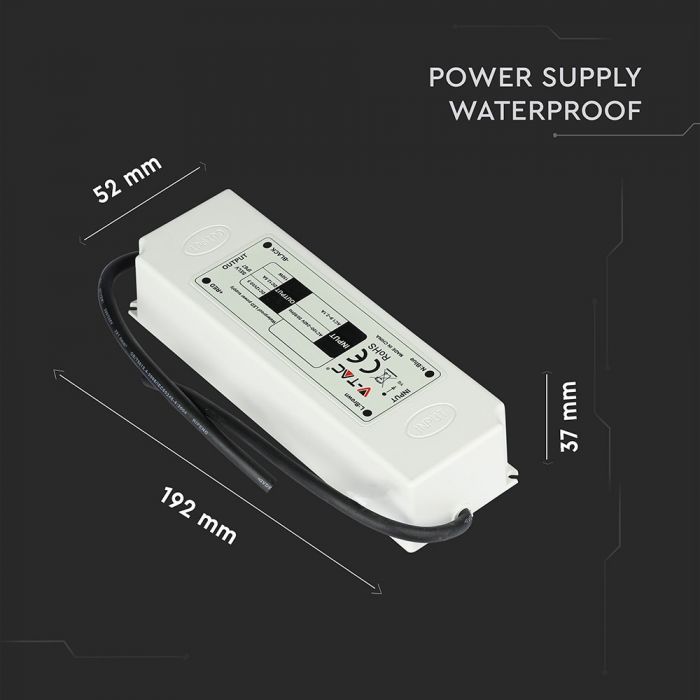 LED POWER SUPPLY PLASTIC 100W 12V 8.5A SLIM IP67