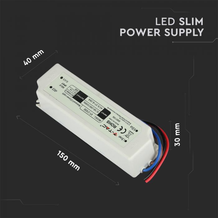 LED POWER SUPPLY PLASTIC 30W 12V 2.5A SLIM IP67