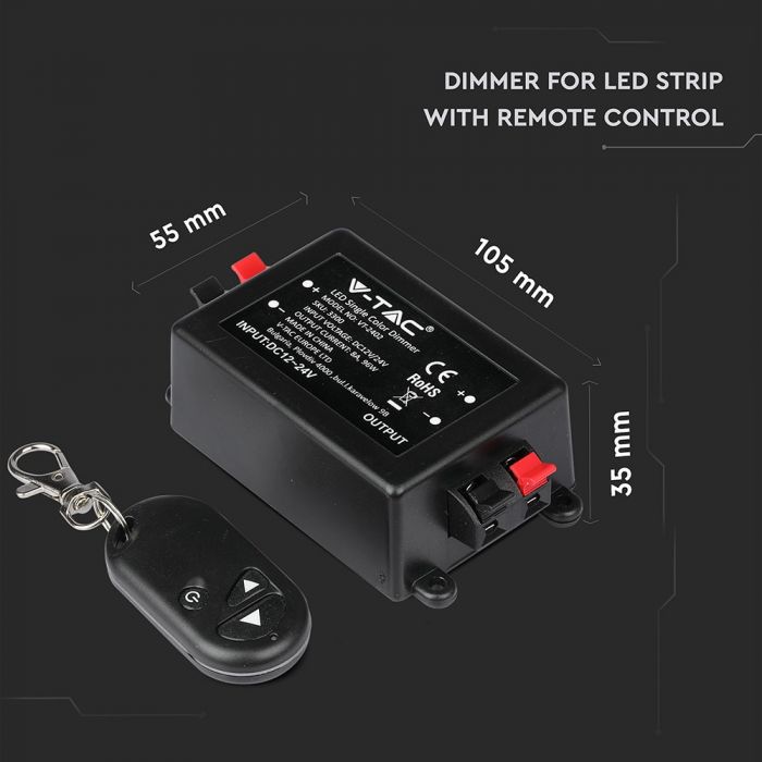 LED DIMMER FOR STRIP 96W 8A RF REMOTE CONTROL