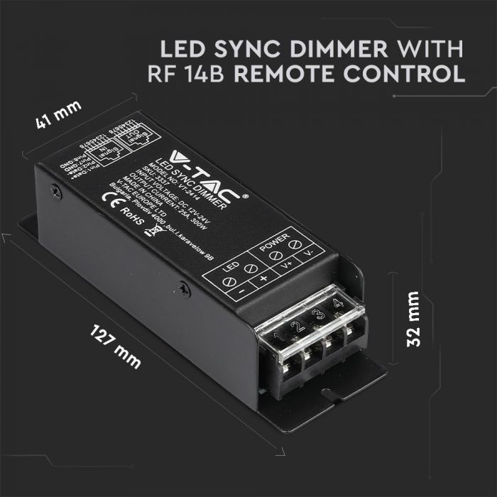 LED SYNC DIMMER FOR STRIP 144W 25A RF 14BUTTON REMOTE CONTROL