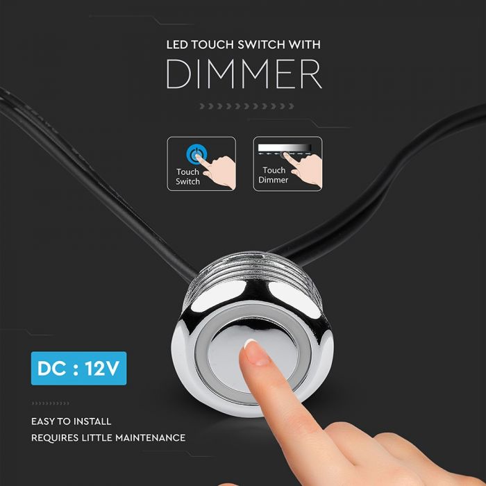 LED TOUCH SWITCH & DIMMER FOR STRIPLIGHT SILVER