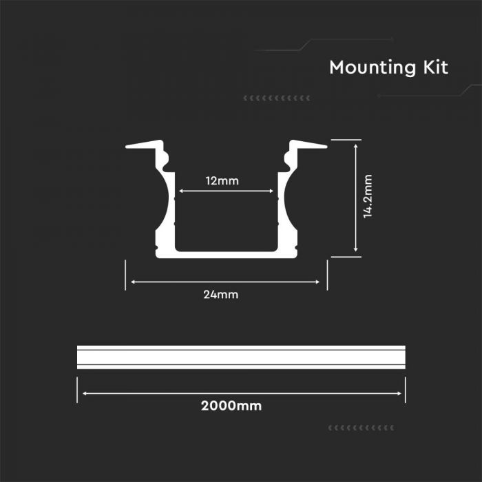 ALUMINIUM PROFILE MILKY COVER 2000X23X15.5