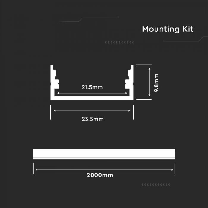 ALUMINIUM PROFILE MILKY COVER 2000X23.5X10