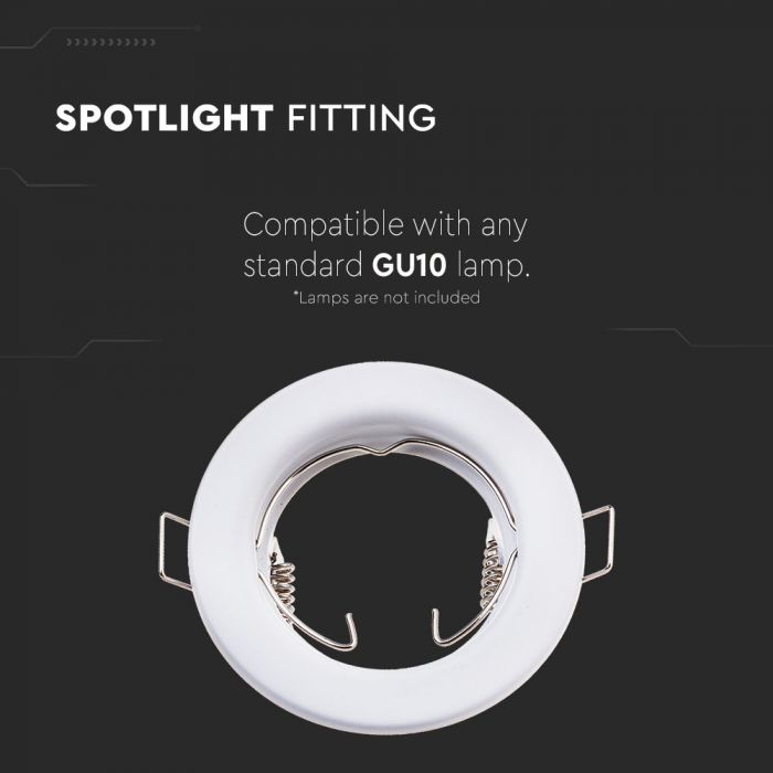 LED BRACKET GU10 ROUND Aluminium Fixed WHITE 80 (65) 2PCS/BOX