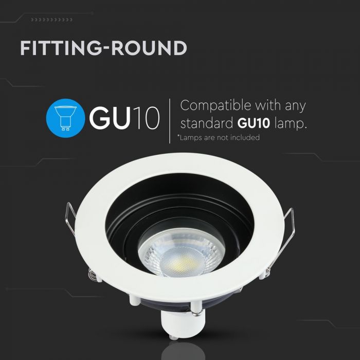 LED BRACKET 1XGU10 ROUND FIXED WHITE 100X45 (90)