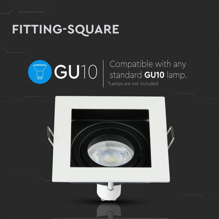 LED BRACKET 1XGU10 SQUARE FIXED WHITE 100X38 (90)