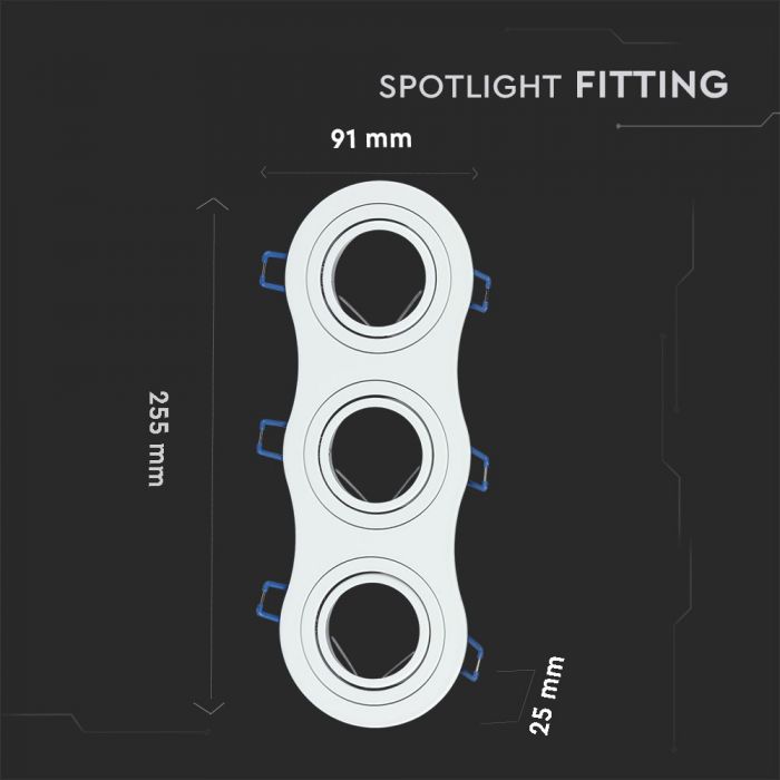 LED BRACKET 3XGU10 ROUND Movable White 255X91 (235X75)