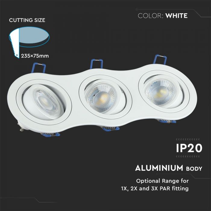 LED BRACKET 3XGU10 ROUND Movable White 255X91 (235X75)