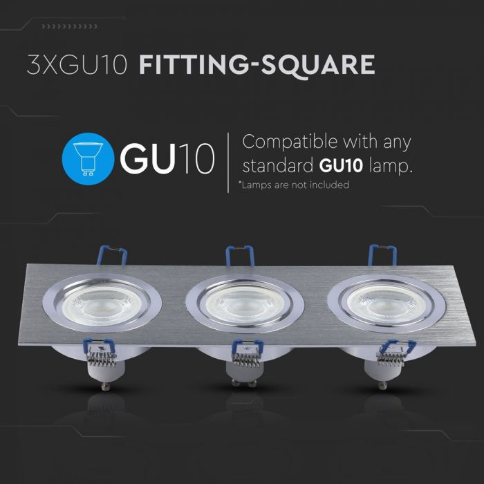 LED BRACKET 3XGU10 SQUARE Movable Aluminium Brash 255X91 (235X75)