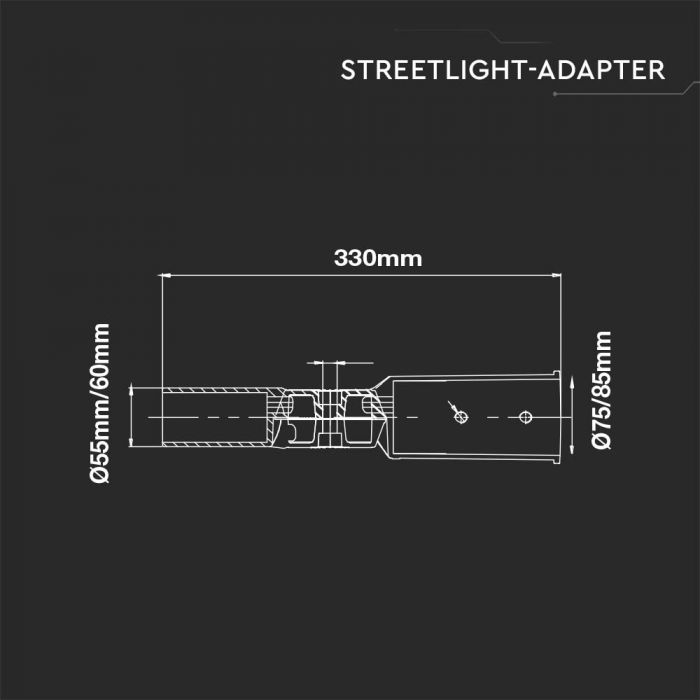 LED STREET LIGHT ADAPTER HOLDER BLACK ALUMINIUM