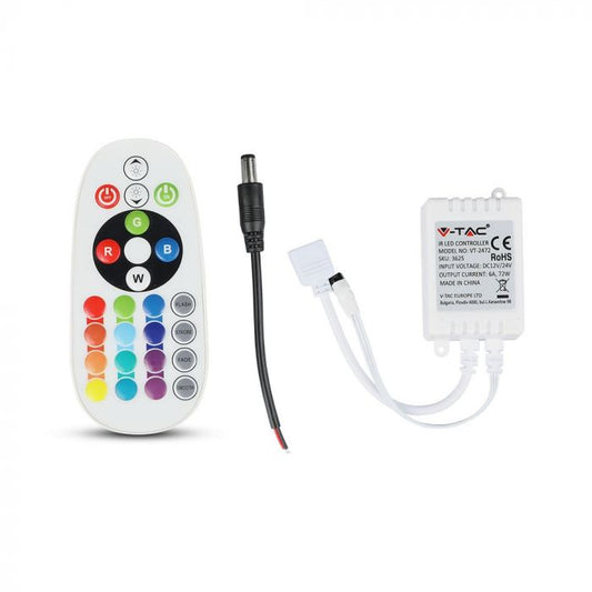 LED RGB INFRARED REMOTE CONTROL 24 BUTTONS 72W 6A 12/24V