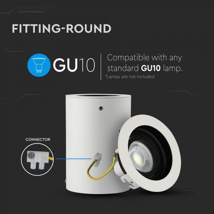 LED SURFACE MOUNTED GU10 FITTING ROUND WHITE 142X100