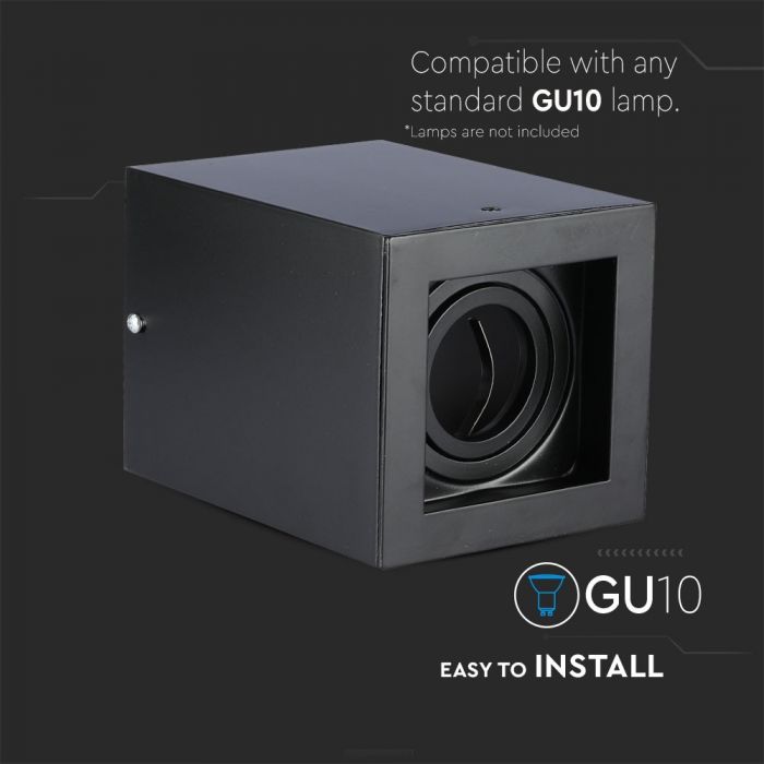 LED SURFACE MOUNTED GU10 FITTING SQUARE BLACK 142X100X100