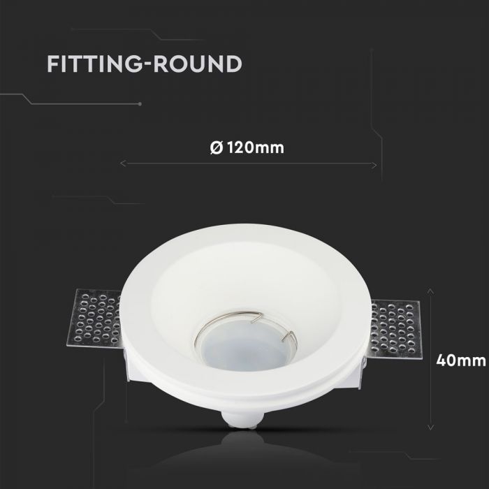 LED BRACKET GU10 ROUND WHITE 150X60 (50) GYPSUM