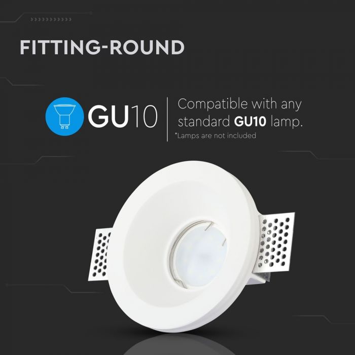 LED BRACKET GU10 ROUND WHITE 150X60 (50) GYPSUM