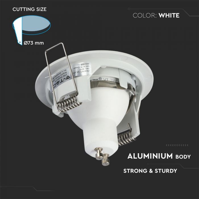 LED BRACKET GU10 ROUND Aluminium Fixed WHITE 81 (73) Twist to Open