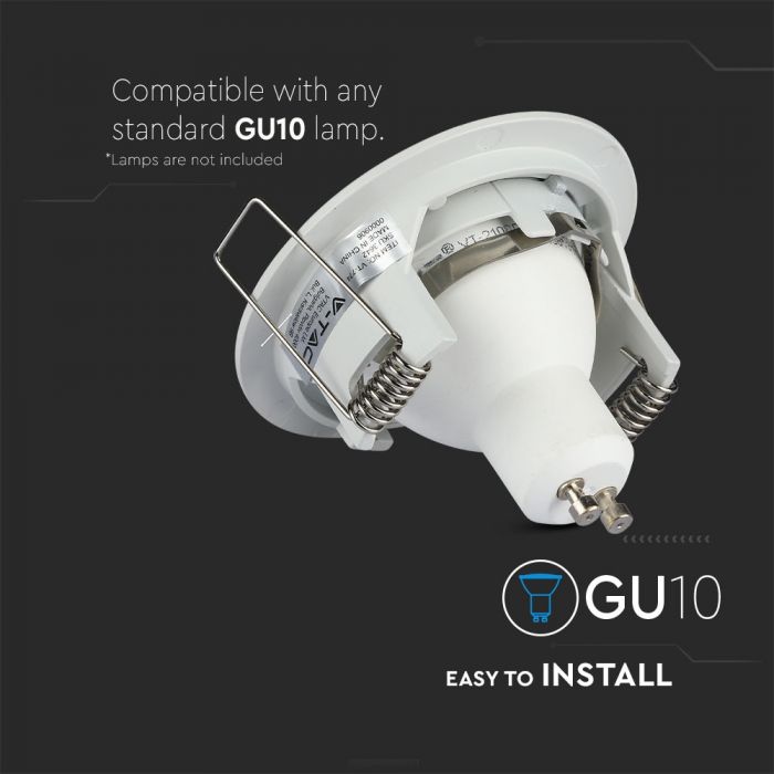 LED BRACKET GU10 ROUND Aluminium Fixed WHITE 81 (73) Twist to Open