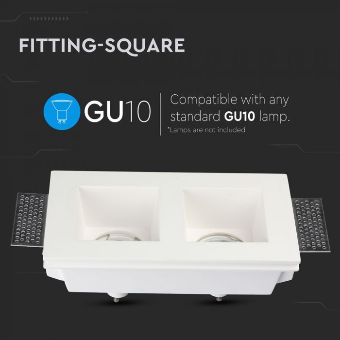 LED BRACKET 1X2 GU10 SQUARE WHITE 290X140X80 (215X120) GYPSUM