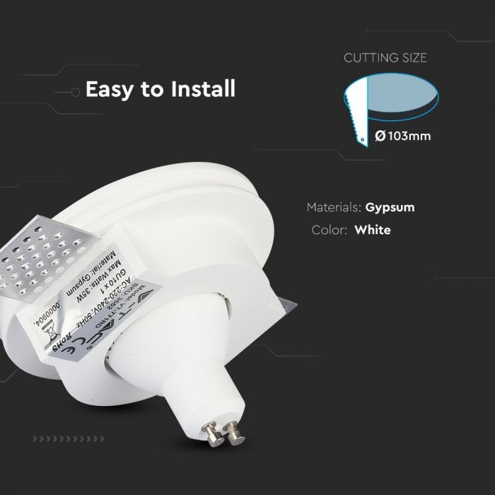 LED BRACKET GU10 ROUND WHITE 140X45 (103) GYPSUM