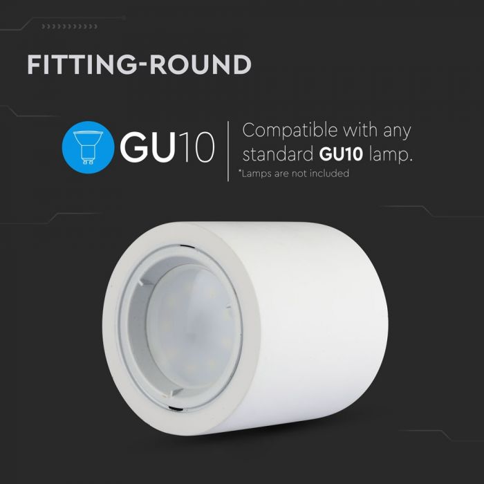 LED SURFACE FITTING ALUMINIUM RING GU10 WHITE 70X75 ROUND