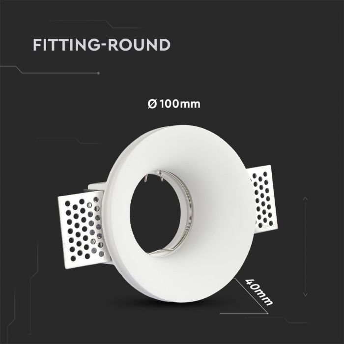 LED BRACKET GU10 ROUND WHITE 100X40 (103) GYPSUM