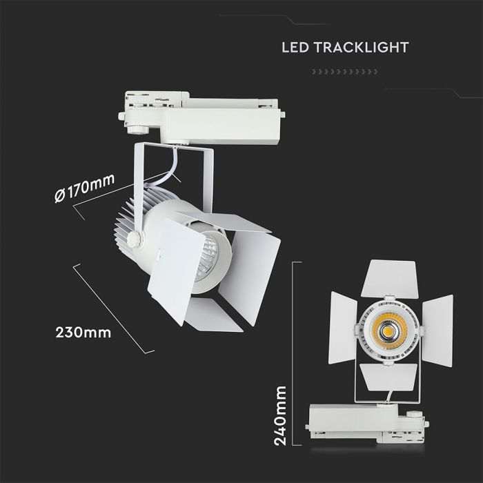 LED TRACK COB LIGHT 33W 2640lm DL 24-60° 17X23X24 4-LINE SAMSUNG CHIP WHITE