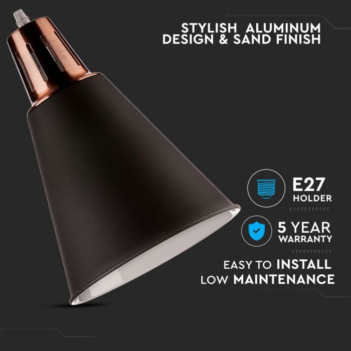 LED E27 PENDANT MODERN RED COPPER SAND BLACK 22X31X138