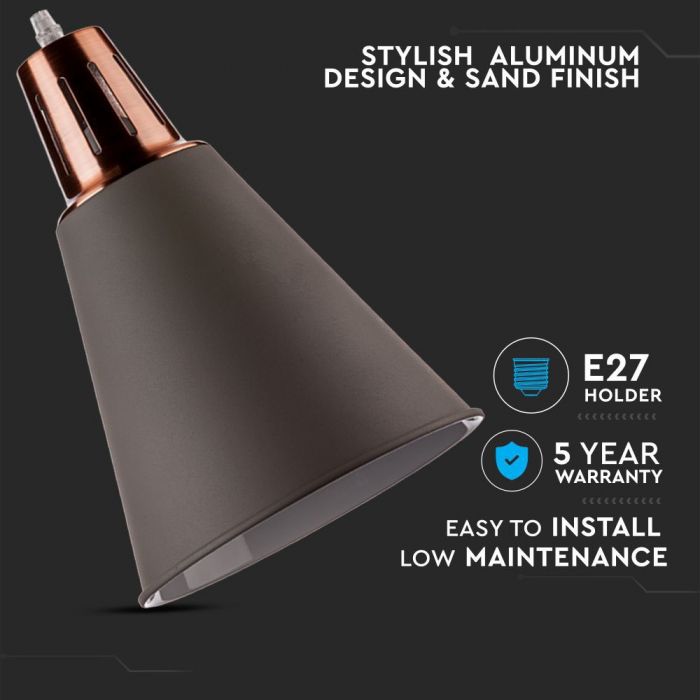 LED E27 PENDANT MODERN RED COPPER SAND GREY 22X31X138