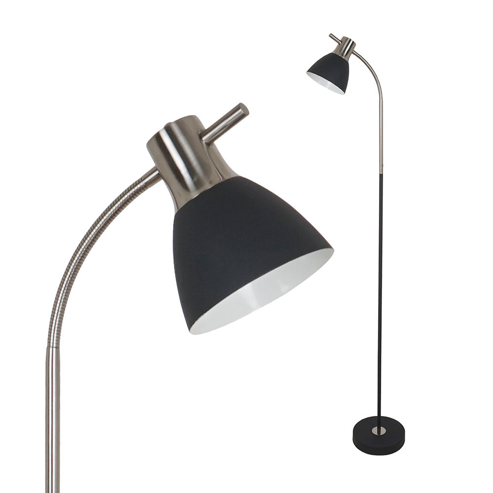 LED E27 FLOOR LAMP SAND BLACK & SATIN NICKEL 200X200X1600