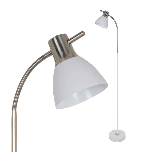 LED E27 FLOOR LAMP SAND WHITE & SATIN NICKEL 200X200X1600