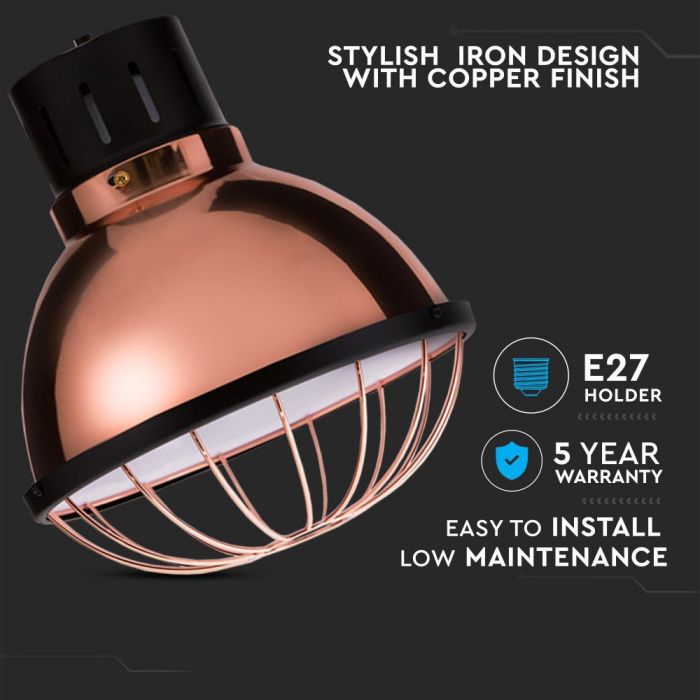 LED E27 PENDANT ROSE GOLD CMS LONG 25X100 COPPER