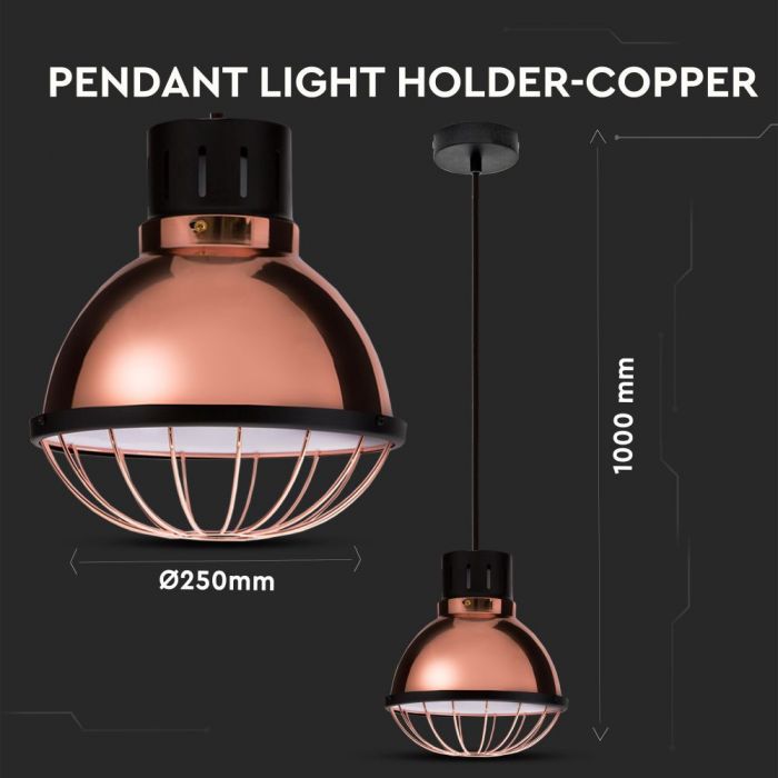 LED E27 PENDANT ROSE GOLD CMS LONG 25X100 COPPER