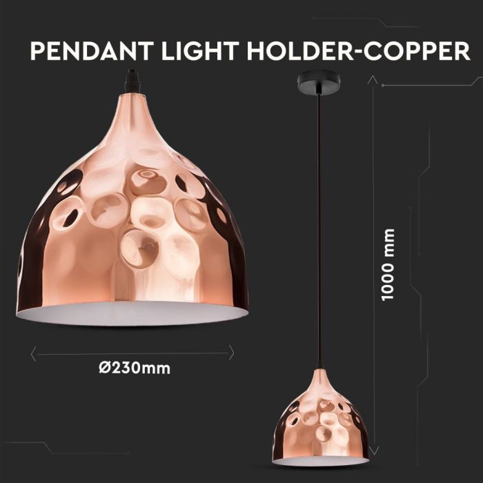 LED E27 PENDANT ROSE GOLD 23X100 COPPER