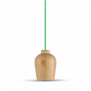 LED E27 PENDANT GREEN WIRE 73X102X100 WOODEN