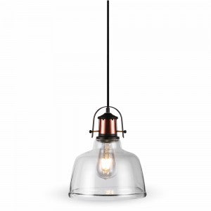 LED E27 PENDANT TRANSPARENT BLACK CANOPY 220X280X1150 GLASS