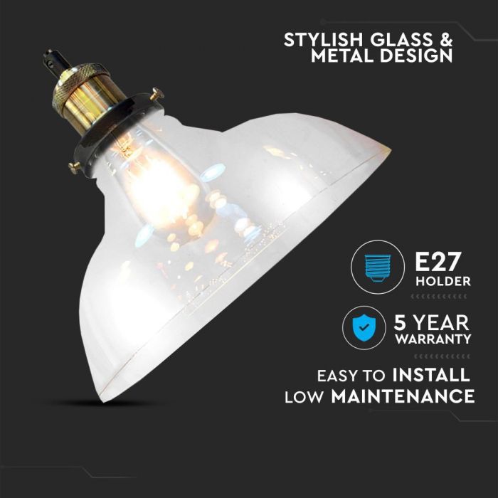 LED E27 PENDANT TRANSPARENT 25X23X110 GLASS