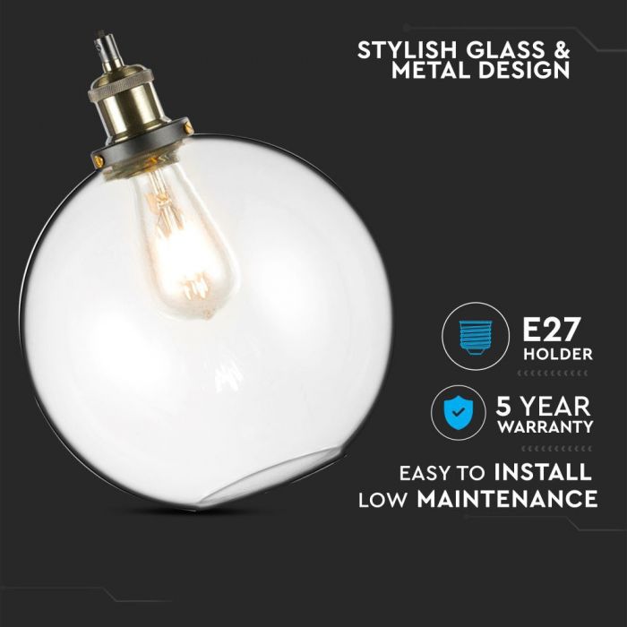 LED E27 PENDANT VINTAGE TRANSPARENT 20X33X122 GLASS