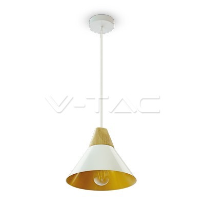 LED E27 PENDANT MODERN WHITE 25X20X110 ALUMINIUM + WOODEN TOP