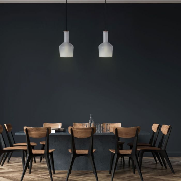 LED E27 PENDANT CLEAR 17X32X112 GLASS WITH WOOD