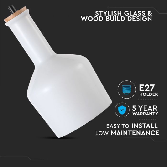 LED E27 PENDANT CLEAR 17X32X112 GLASS WITH WOOD