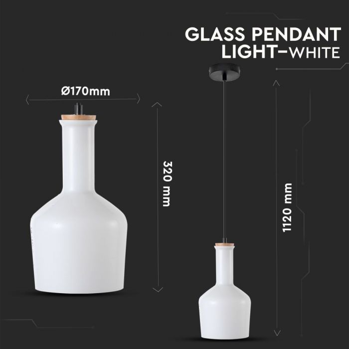 LED E27 PENDANT CLEAR 17X32X112 GLASS WITH WOOD