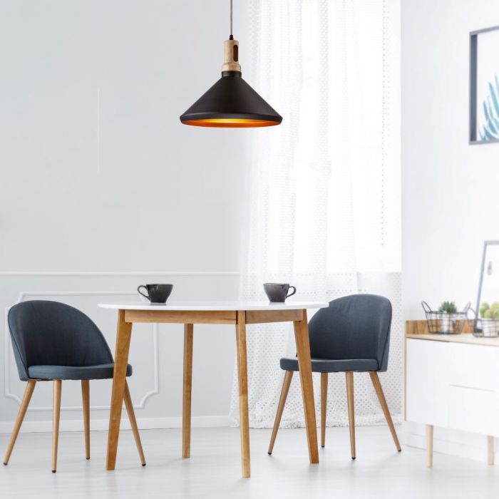 LED E27 PENDANT MODERN LONG BLACK 35X30X110 WOODEN TOP